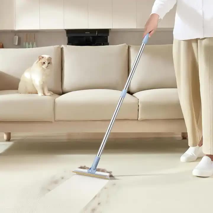 Pet Hair Removal Tool Set - Multi-Purpose Sweeper with Scraper and Handheld Fur Remover Grey