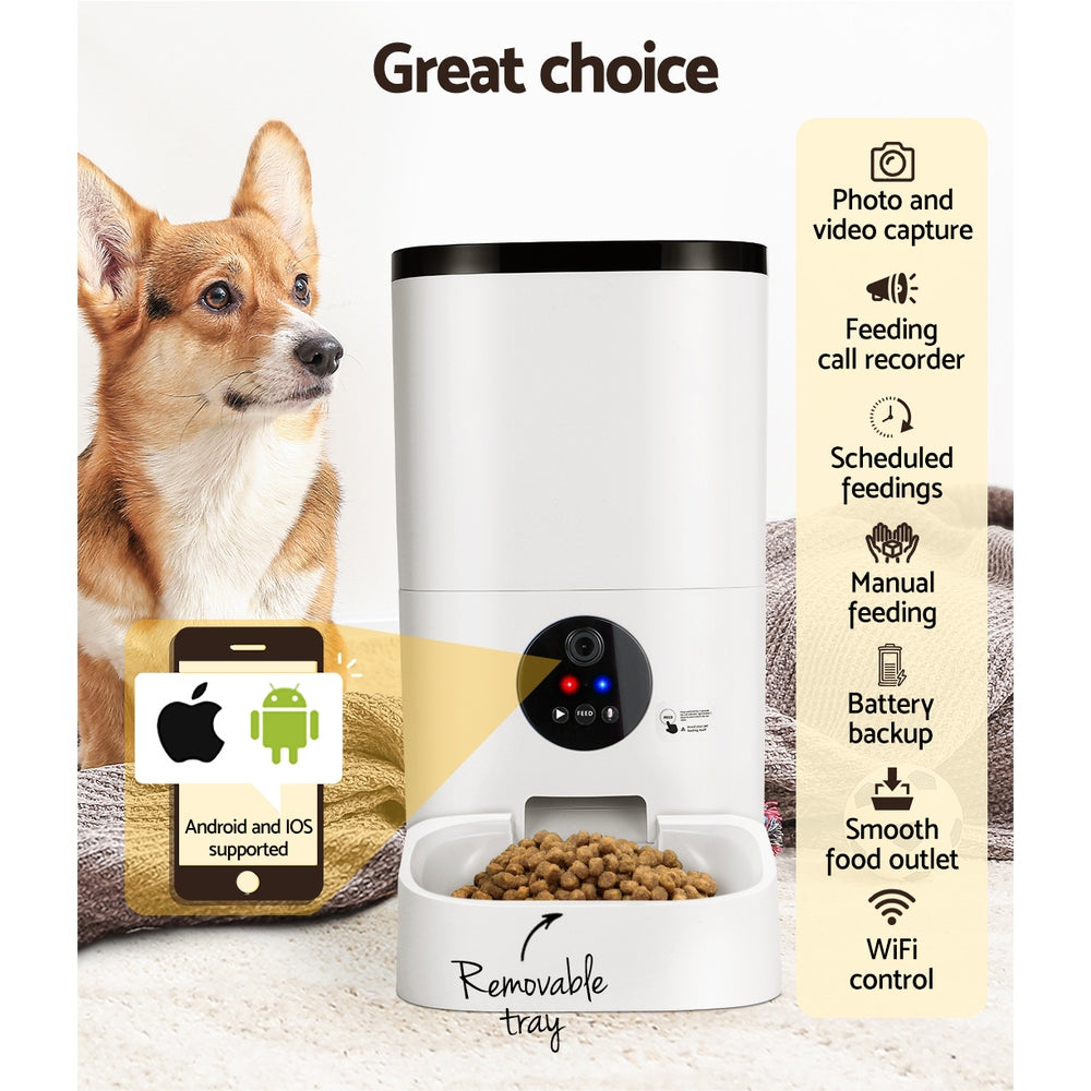 i.Pet Automatic Pet Feeder 6L Wifi Camera Dog Cat Smart Food Dispenser Timer