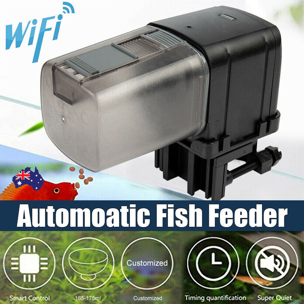 WiFi Automatic Fish Food Feeder Pet Feeding Aquarium Tank Pond Dispenser USB