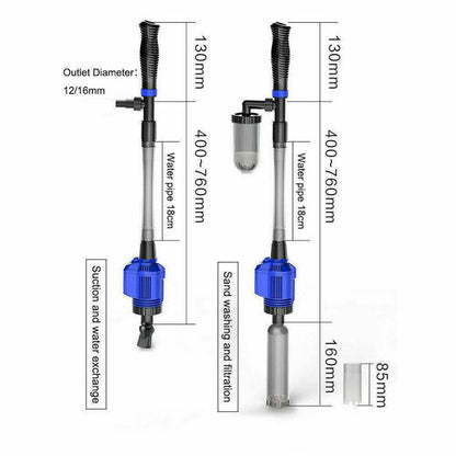 Electric Aquarium Fish Tank Cleaner Water Exchanger Siphon Vacuum Sand Cleaner