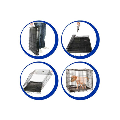 Dog Wire Crate Large - Portable Collapsible Travel Kennel - Pet Puppy Cage