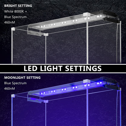 11W Set 2 Aquarium Blue White LED Light for Tank 50-70cm