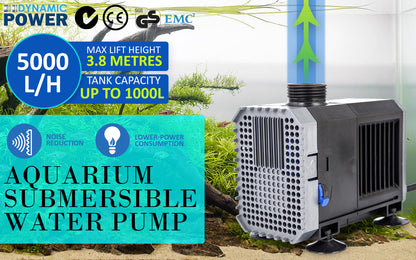 Aquarium Submersible Pond Water Pump 5000L/H 80W 3.8m