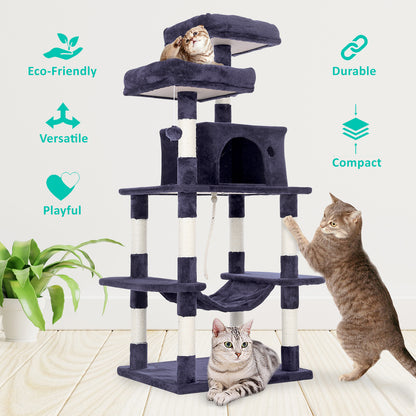 Cat Tree Multi Level Sisal Scratcher WHISKY 145cm Condo House Tower GREY