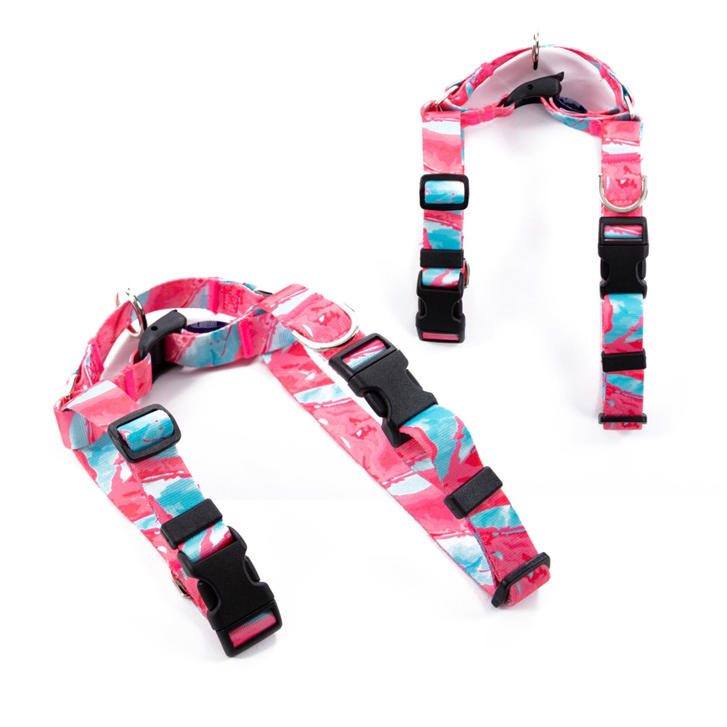 Dog Double-Lined Straps Harness Adjustable S MARBLE PINK