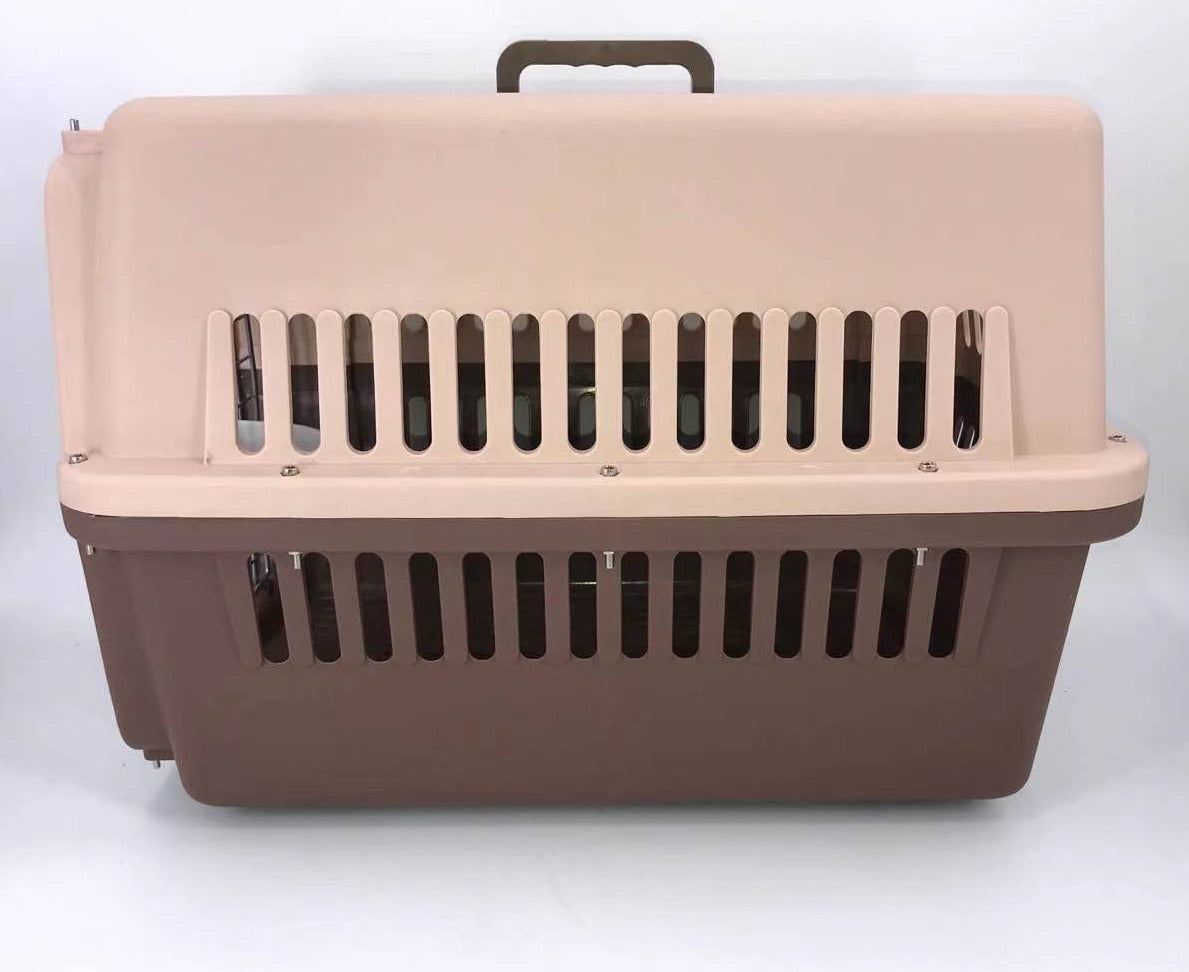 YES4PETS Large Airline Dog Cat Crate Pet Carrier Cage With Tray And Bowl Brown