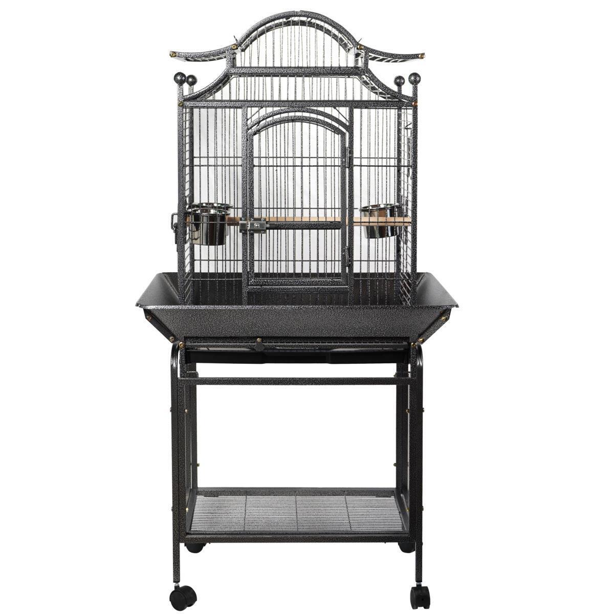 YES4PETS Large Bird Budgie Cage Parrot Aviary Carrier With Stand & Wheel