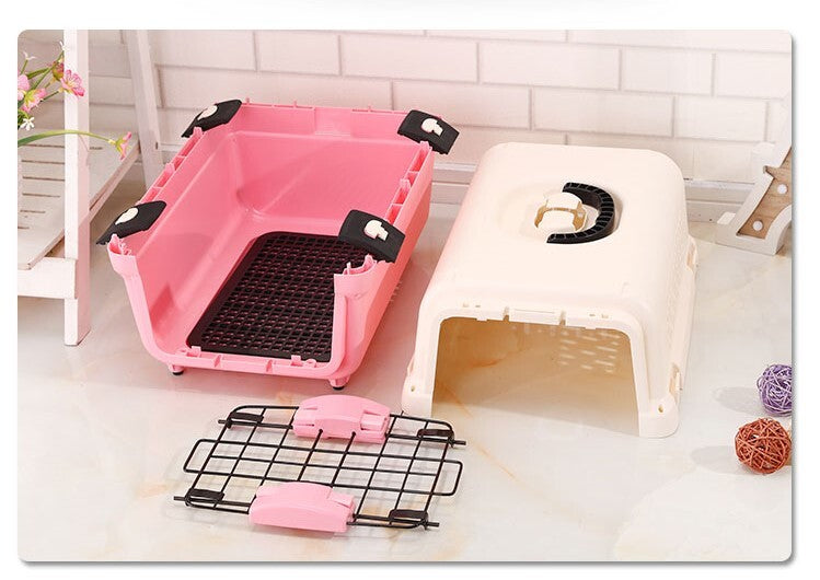 YES4PETS Small Portable Plastic Dog Cat Pet Pets Carrier Travel Cage With Tray-Pink