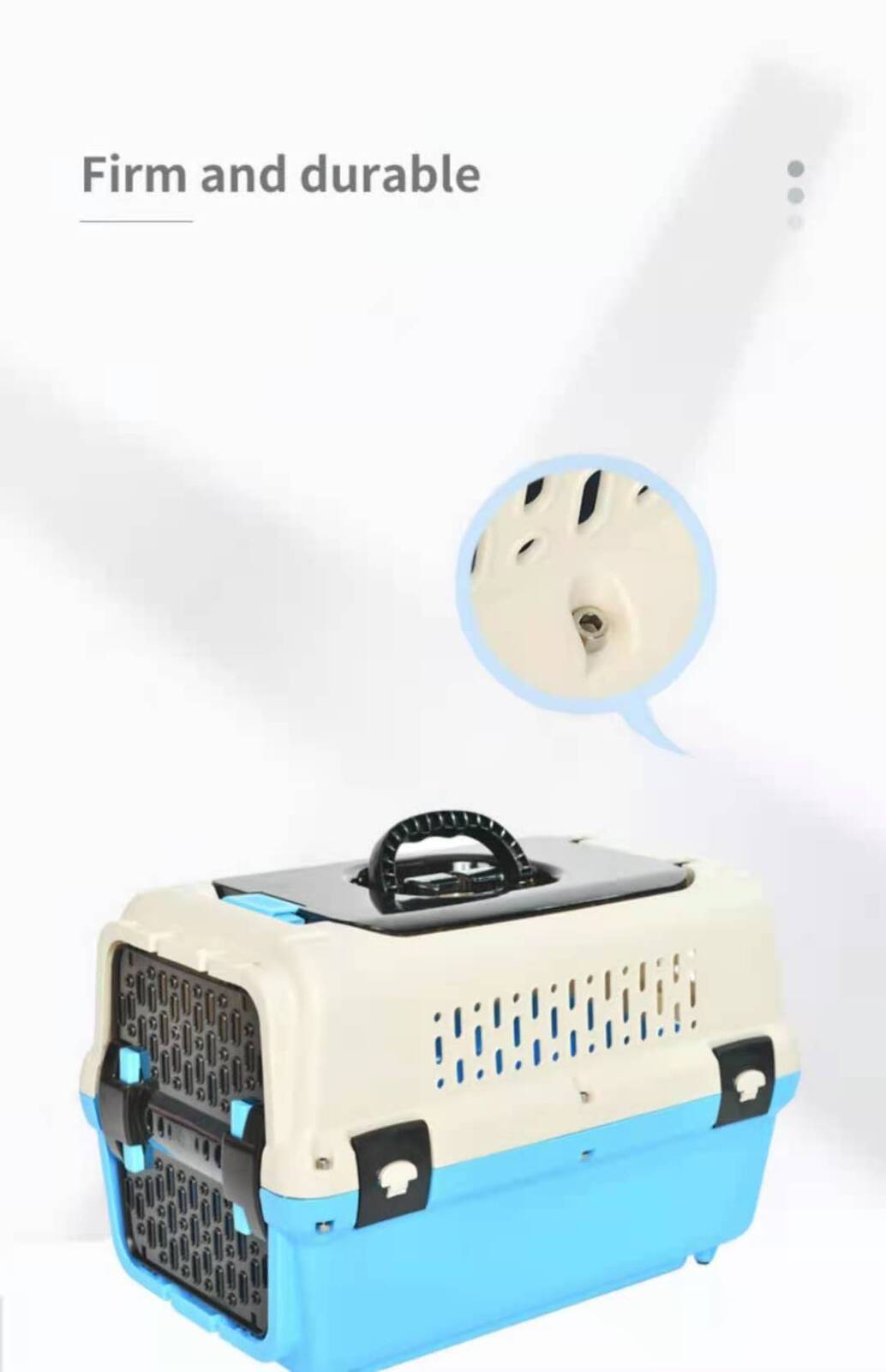 YES4PETS Medium Dog Cat Crate Pet Rabbit Carrier Travel Cage With Tray & Window Blue