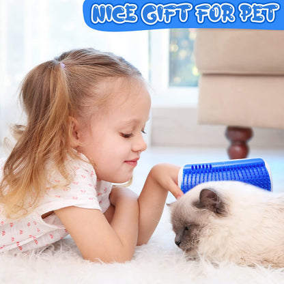 Cat Self Groomer Catnip  Dog Cat Toy Corner Groomer Wall Corner Scratcher Comb Grooming Massage Brush Blue