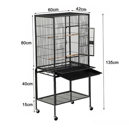 134cm Large Bird Aviary Cage Heavy Duty Parrot Budgie Parakeet Cockatoo Perch Cage Storage Shelf