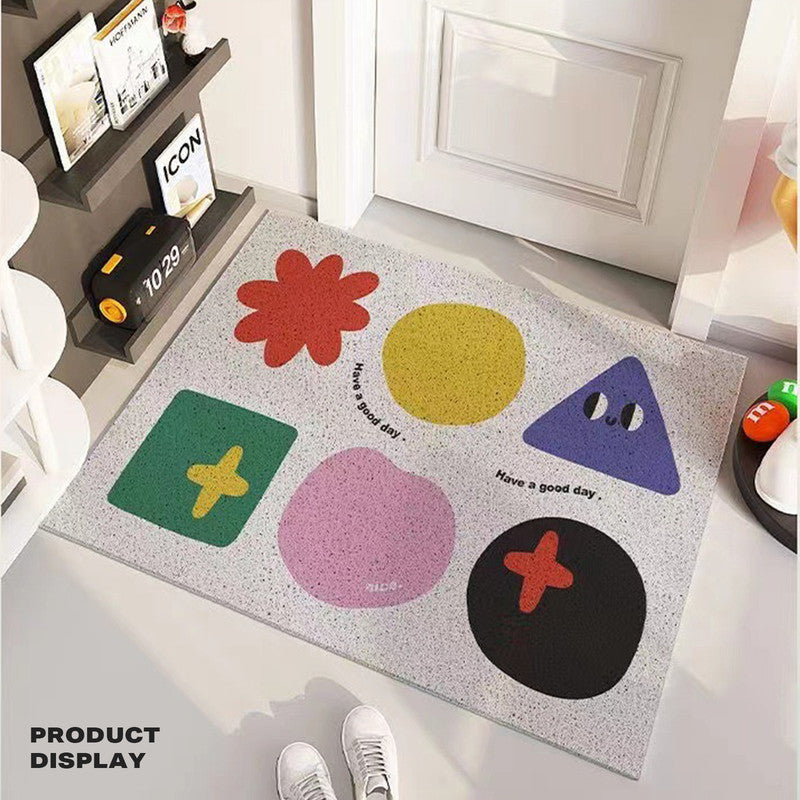 Cartoon door entry anti-slip rug scraping mud rubbing soil pvc wire ring floor mat