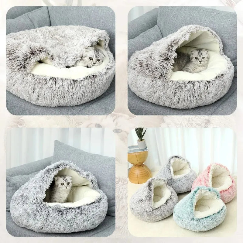 Light Brown Small PawfectFriend Cozy Burrowing Cave Pet Bed for Dogs Cats Kitten Plush Warm Soft Sleeping Nest