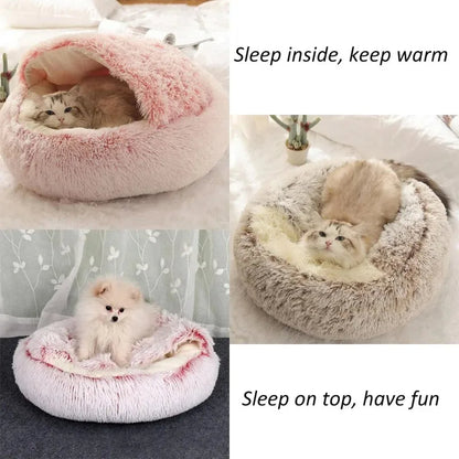 Light Brown Small PawfectFriend Cozy Burrowing Cave Pet Bed for Dogs Cats Kitten Plush Warm Soft Sleeping Nest