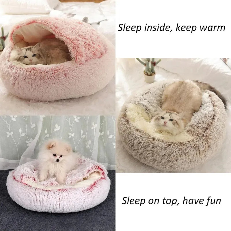 Light Brown Medium PawfectFriend Cozy Burrowing Cave Pet Bed for Dogs Cats Kitten Plush Warm Soft Sleeping Nest