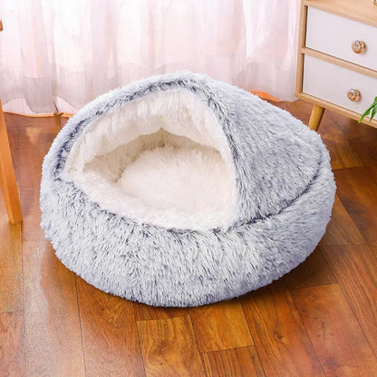 Grey Large PawfectFriend Cozy Burrowing Cave Pet Bed for Dogs Cats Kitten Plush Warm Soft Sleeping Nest - gray large