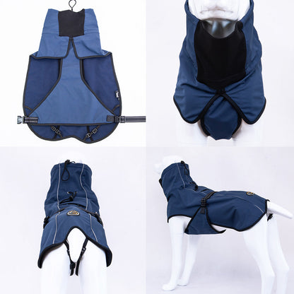 Pet Dog Raincoat Poncho Jacket Windbreaker Waterproof Clothes with Harness Hole-S-Blue