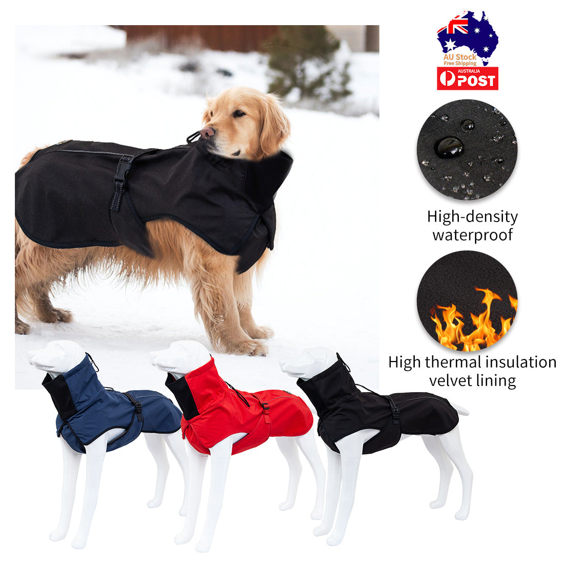 Pet Dog Raincoat Poncho Jacket Windbreaker Waterproof Clothes with Harness Hole-M-Black (Single Layer)