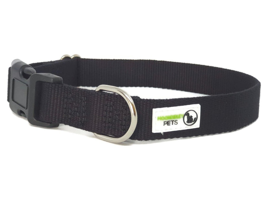 100% Pure Bamboo Fibre Dog Collar Plastic Buckle - Moondidley Pets Medium Black