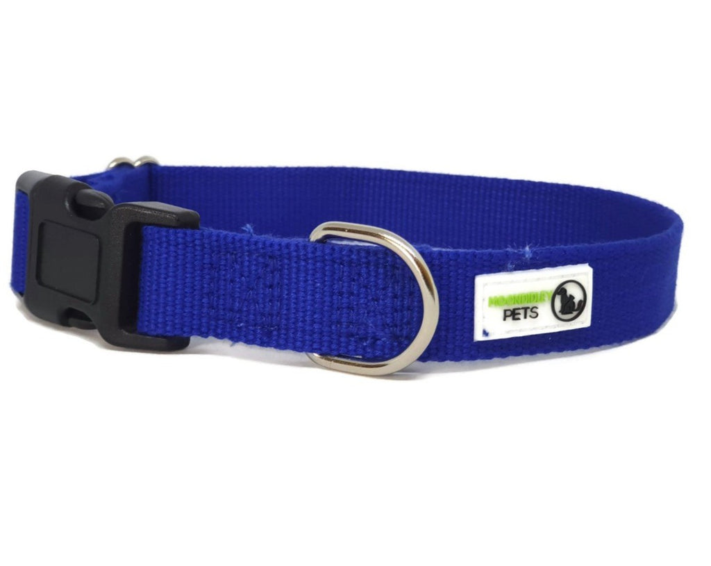 100% Pure Bamboo Fibre Dog Collar Plastic Buckle - Moondidley Pets Medium Navy