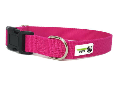 100% Pure Bamboo Fibre Dog Collar Plastic Buckle - Moondidley Pets Medium Pink