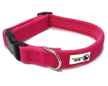 100% Pure Bamboo Fibre w/Fleece Lining Dog Collar Plastic Buckle - Moondidley PetsX-Small Pink