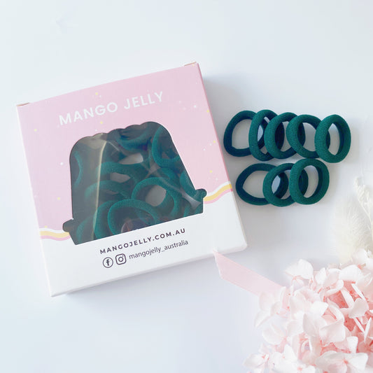 MANGO JELLY Metal Free Hair Ties (3cm) - School Colour Bottle Green 36P - One Pack