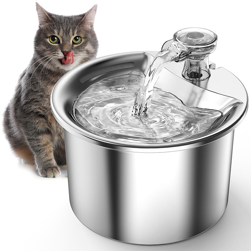 Beginner Package Stainless Steel Pet Water Fountain with Automatic Power-Off -Plug Not Included