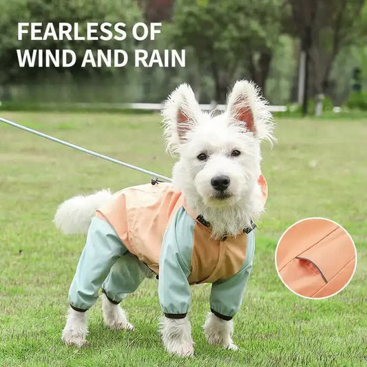 Waterproof Dog Raincoat with Hidden Leash Hole -Windproof and Comfortable for Outdoor Walks, Size:L (Back Length 30cm/11.81in, Bra 44cm/17.32in) Orange