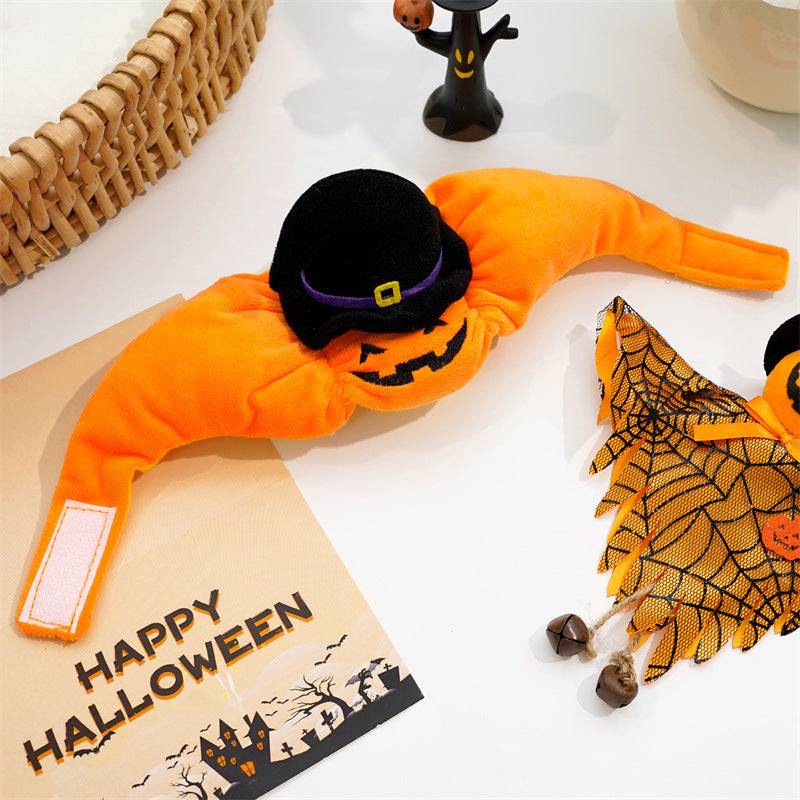 Halloween Pumpkin Hat for Cats - Adjustable Pet Costume with Witch Hat for Halloween Parties 3 pieces