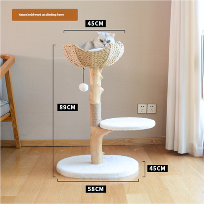 A Cat's Dream Paradise: Natural Solid Wood Cat Climbing Frame