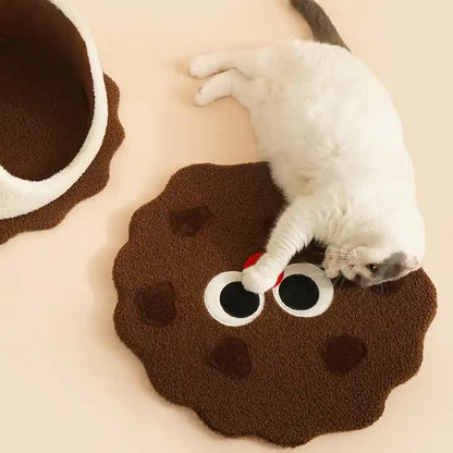 Adorable Cookie-Shaped Cat Bed - Cozy and Playful Pet Hideout (50x20 cm)