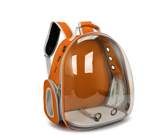 Orange Pet Carrier Backpack with Transparent Window 33*18*42cm