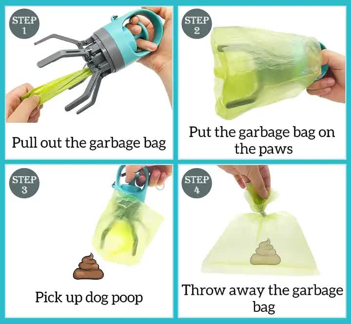 Blue Portable Dog Poop Scooper – Outdoor Pet Waste Picker, Six-Claw Dog Waste Tool for Easy Clean-Up, Travel-Friendly