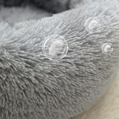 Plush Donut Faux Fur Calming Pet Nest - Grey - L